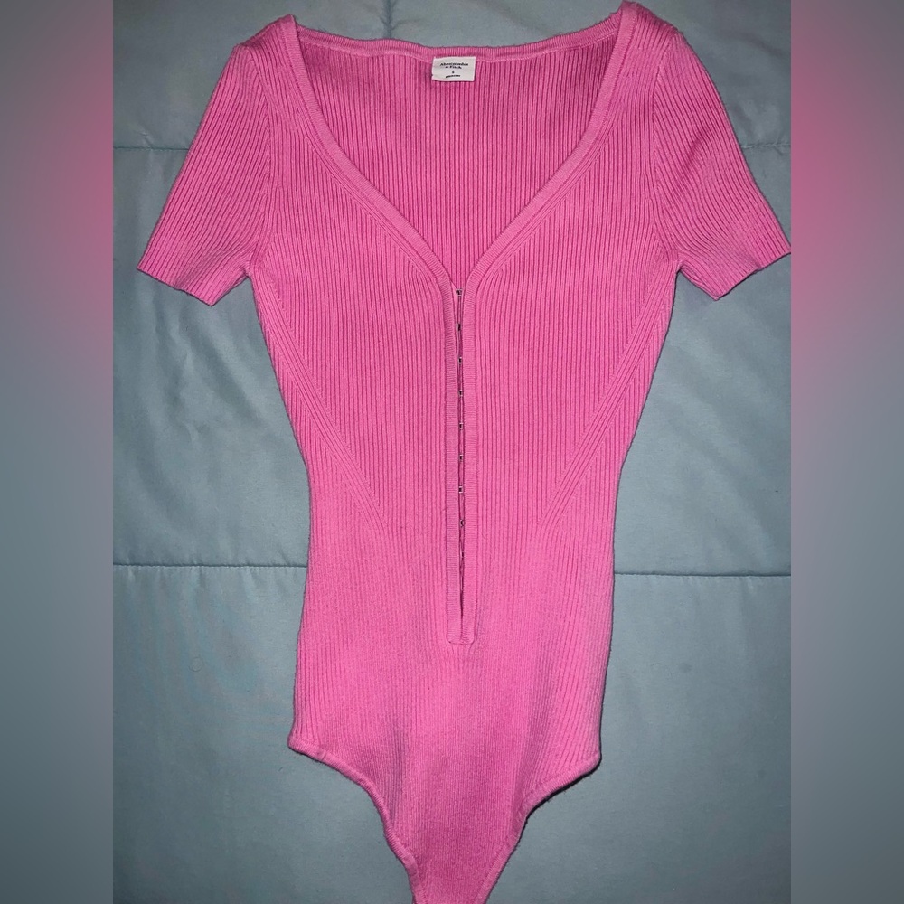 Abercrombie & Fitch Pink Ribbed Bodysuit